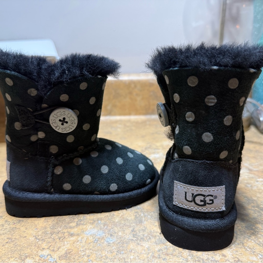 Toddler Girl UGG Black Polka Dot Boots